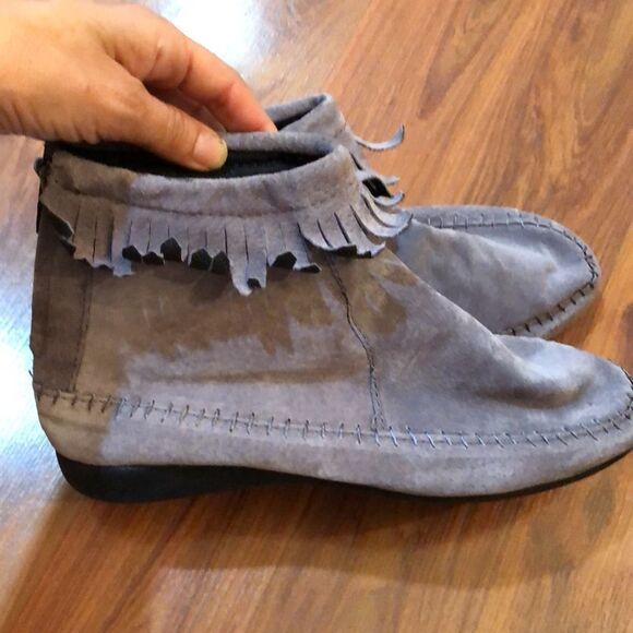 Leather moccasins suede by Comfort Periwinkle/gray size 9.5 - Picture 2 of 9